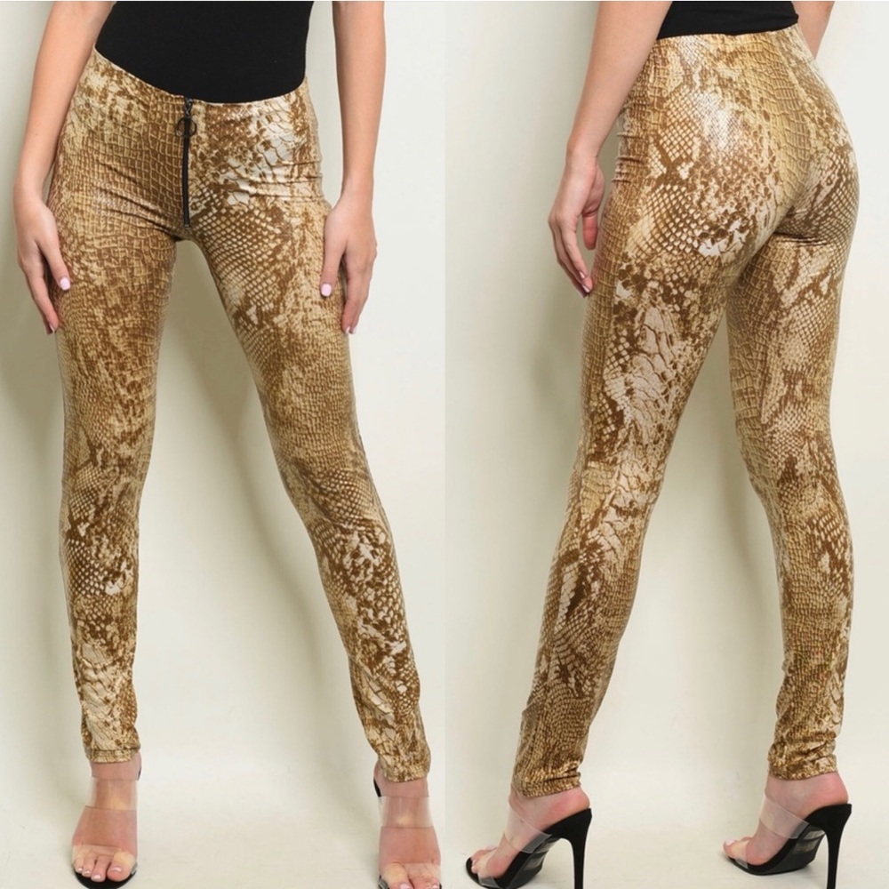 Snake print faux leather pants - Picture 2 of 2
